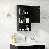 Armadio del Bagno Montato a Muro, Mensola Interna Regolabile, Struttura in MDF di Qualità, Pratico e Salva Spazio, Design Unico (Nero)