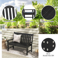 Panchina da Esterno, Panca da Giardino in HDPE Resistente con Schienale e Braccioli, Panchina da Parco, Balcone, Spogliatoio e Cortile, 132 x 65 x 91 cm (Nero)