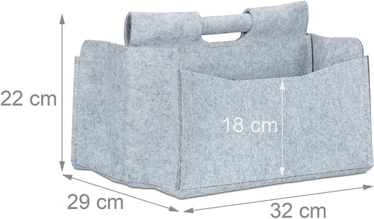 Cestino in feltro portagiornali riviste cestino portaoggetti pieghevole maniglie 2 scomparti grigio 13_0001924