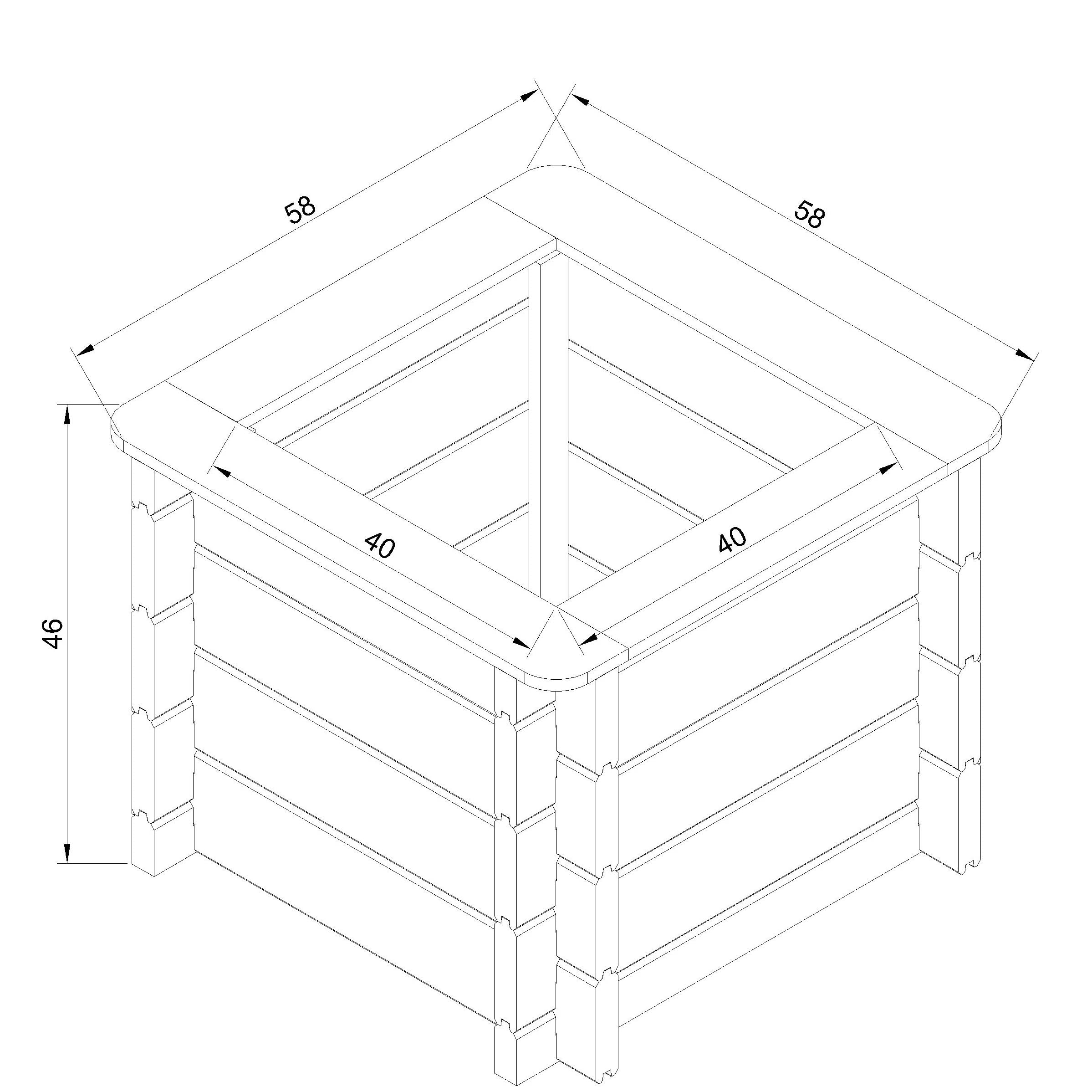 L?aiuola di giardino sopraelevata in legno - 58x58x46 cm - Timbela M617