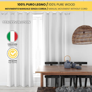 Bastone Tenda in Legno di Alta Qualità, diametro 35 mm a strappo colore argento oro terminale smeraldo lunghezza 240 CM