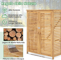 Box Portabidone dei Rifiuti in Legno 120L, Copribidone per Spazzatura con Coperchio Apribile, Doppia Porta e Serratura, Contenitore per Pattumiera da Giardino, Cortile e Terrazza