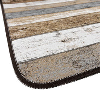 Tappeto Cucina 52x40 cm Bordato Tessitura Piatta Bagno Camera Corridoio Stile Legno Parquet Tortora