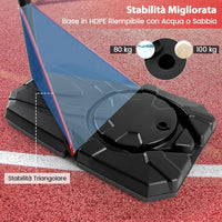 Canestro da Basket da Esterno Regolabile in Altezza 230-305 cm con Tabellone Resistenza agli Urti da 110 cm, Ruote e Base Riempibile, Canestro da Basket Portatile per Adulti e Ragazzi