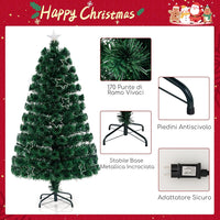 Albero di Natale in Fibra Ottica 150/180 cm, Albero di Natale Artificiale Pre-illuminato con 24/36 Luci a Stringa, Stella sulla Cima e 170/230 Punte dei Rami, Decorazione per Feste (150 CM)