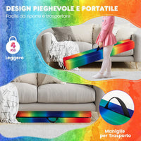 Trave Ginnastica Artistica per Casa 210/240 cm, Trave Pieghevole per Bambini con Maniglia, Base in Legno e Fondo Antiscivolo, Trave di Equilibrio da Pavimento