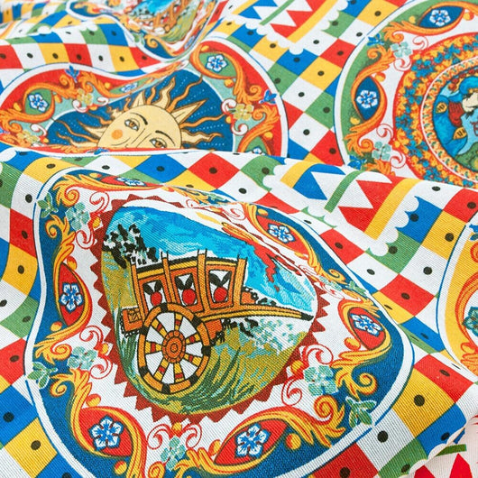 Telo Arredo Granfoulard 260X280 Cm Cotone Maiolica Vintage Copridivano Letto Multiuso