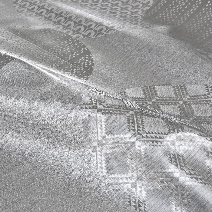 Tovaglia Cucina Antimacchia 140x180 Cm Metallizzata Lucida Grigia Copritavolo Pvc Decorato Dis_C