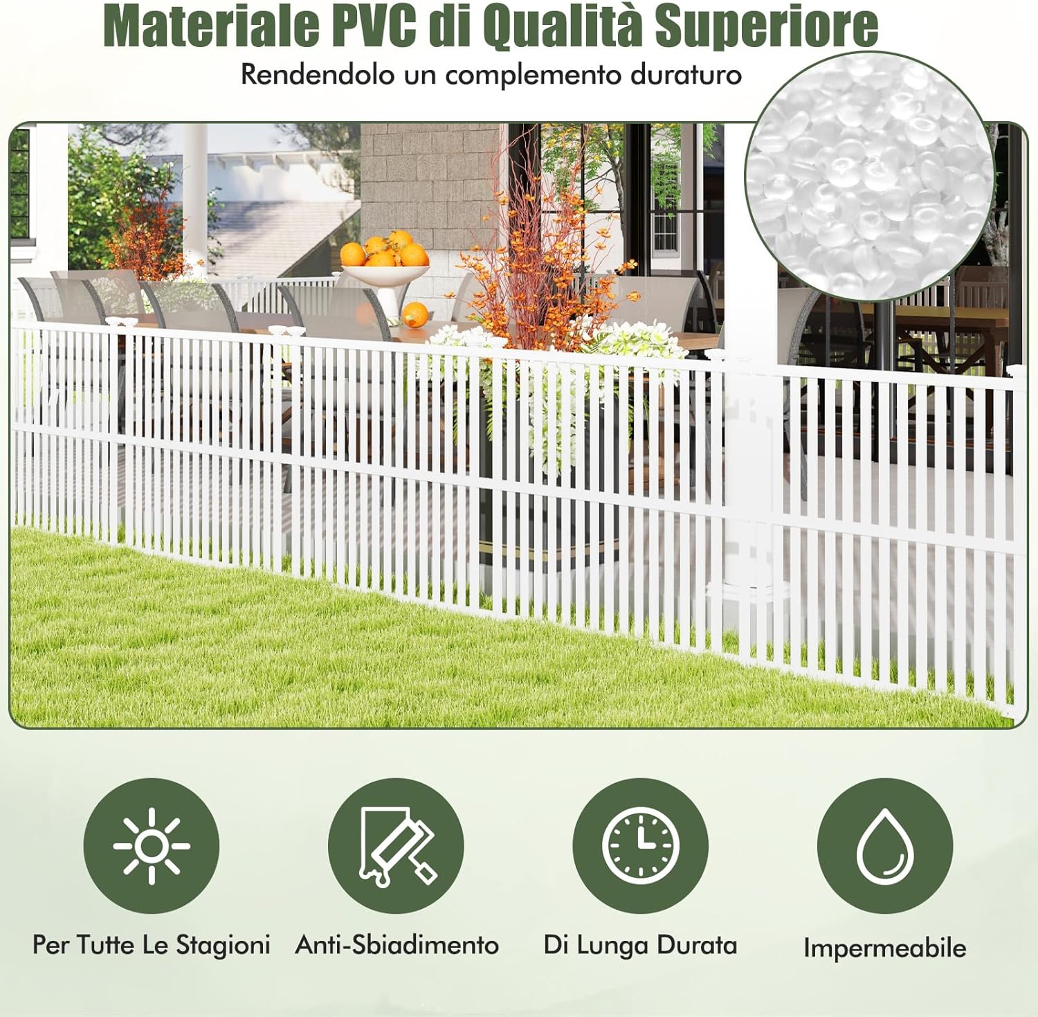 Recinzione Schermo da Giardino in PVC Resistente, 2 Pannelli Recinzione 114 x 113 cm Decorativo per Esterno, Recinto Bordatura Copribidone per Giardino, Bianco