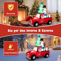 Decorazione Gonfiabile di Natale 240 cm, Gonfiabile di Babbo Natale con Pupazzo di Neve e Pinguino con LED e Soffiatore, per Prato, Casa, Festa