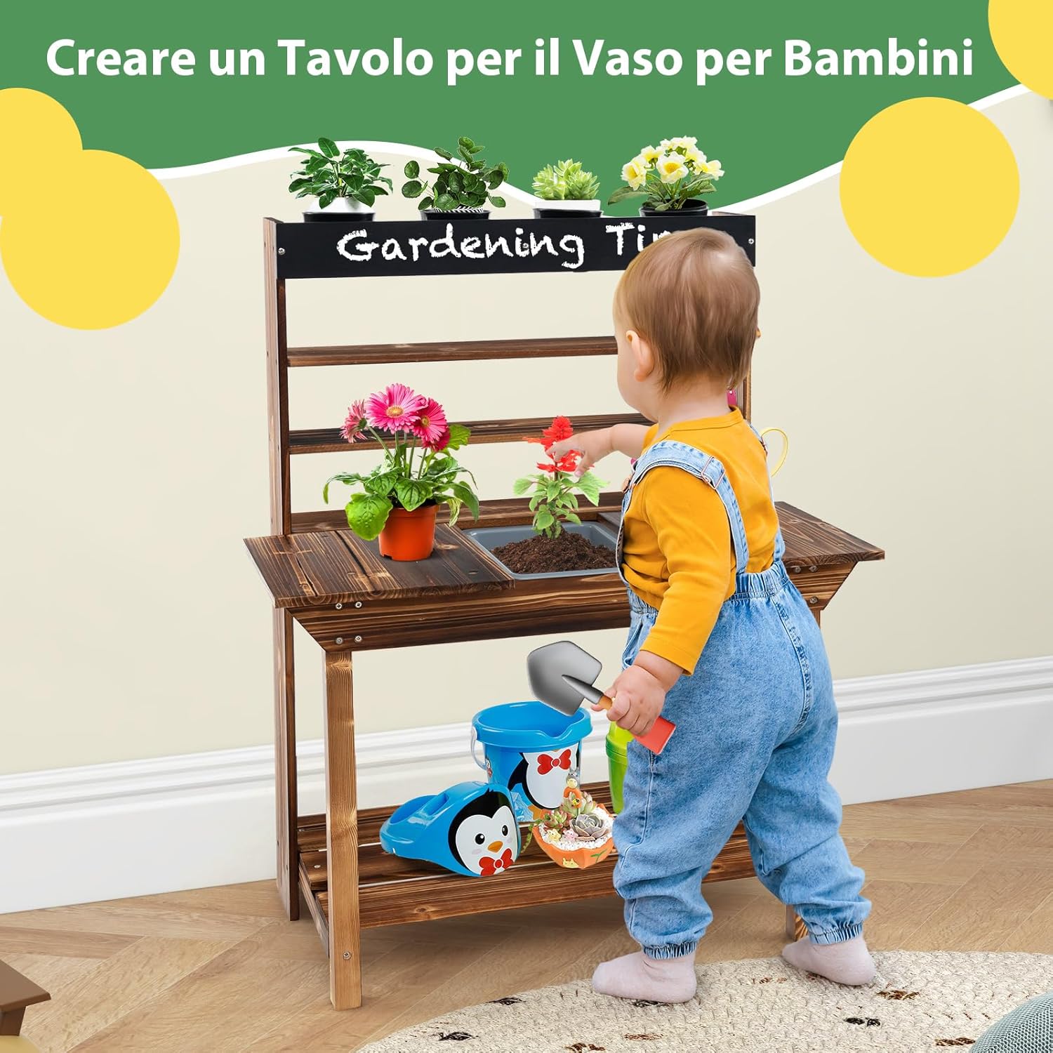 Cucina da Giardino, Cucina Giocattolo per Bambini con Struttura in Legno di Abete Massiccio, Lavandino Rimovibile, per Bambini 3-7 anni