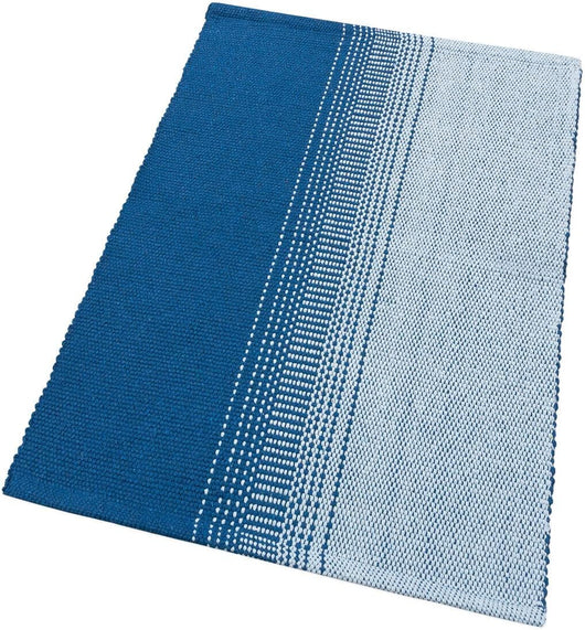 Tappeto Cucina Bagno Puro Cotone Assorbente Tessuto Intrecciato a Mano Blu 55x180 cm