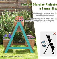 Letto da Giardino Rialzato Verticale con 3 Fioriere in Legno e Fori di Drenaggio, Fioriera a Scala per Frutta, Verdura e Fiore, Aiuola per Interno ed Esterno, 66 x 73 x 73 cm