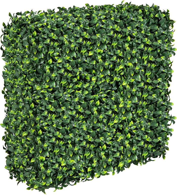 Muro di Piante Artificiale con Foglie Realisiche in PE, Pannello di Erba Finta con Tubo in Alluminio, Pannelli di Bosso Artificiale per Interni ed Esterni, 92 x 38 x 86 cm