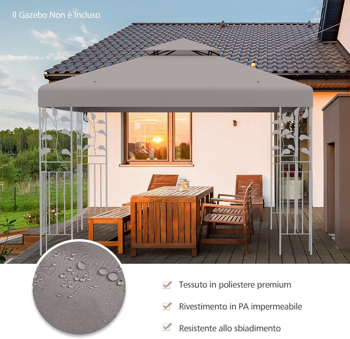 Tetto di Ricambio per Gazebo da Giardino Copertura di Ricambio Gazebo 3 x 3 m (Grigio)