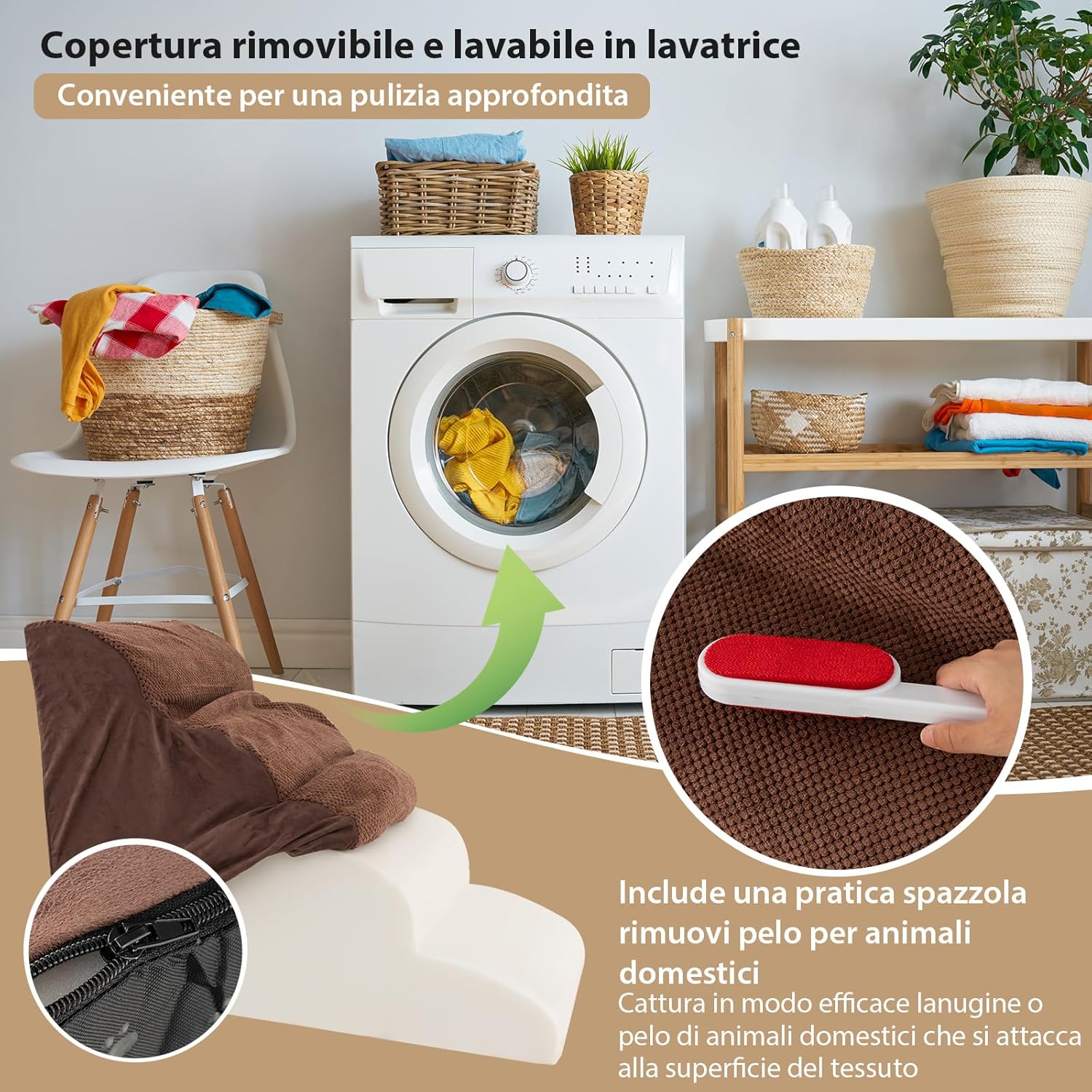 Rampa per Cani in Schiuma a 4 Livelli, Scale Antiscivolo con Superficie a Pendenza Dolce per Divani e Letti Alti, Rampa per Cani Piccoli e Vecchi, Animali con Problemi alle Articolazioni