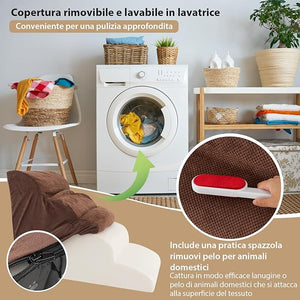 Rampa per Cani in Schiuma a 4 Livelli, Scale Antiscivolo con Superficie a Pendenza Dolce per Divani e Letti Alti, Rampa per Cani Piccoli e Vecchi, Animali con Problemi alle Articolazioni