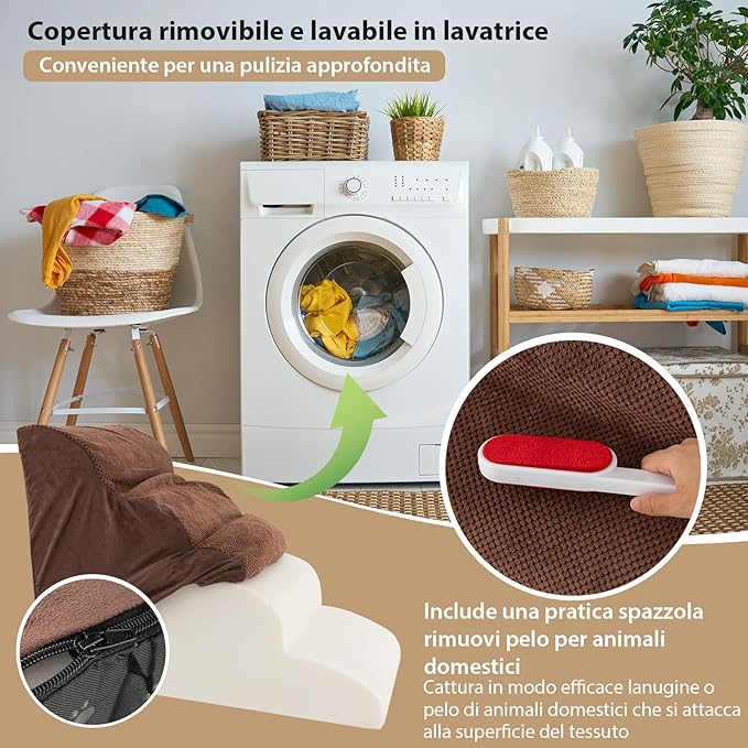 Rampa per Cani in Schiuma a 4 Livelli, Scale Antiscivolo con Superficie a Pendenza Dolce per Divani e Letti Alti, Rampa per Cani Piccoli e Vecchi, Animali con Problemi alle Articolazioni