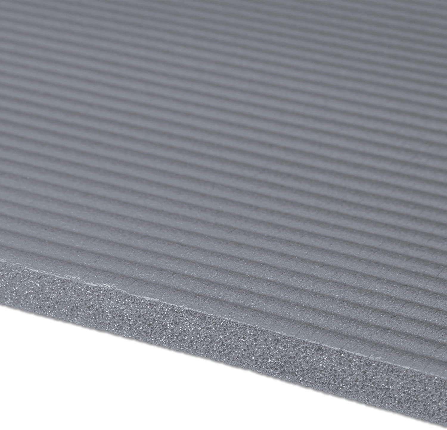 Tappetino yoga spessore 1 cm cinturino in gomma trasporto ginnastica pilates aerobica grigio 13_0002843_2