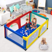 Box per Bambini, Centro Attività Portatile e Sicuro per Bambini, Box Colorato con Cancello, Recinto Extra per Interno ed Esterno con Rete Traspirante Durevole (Colorato)