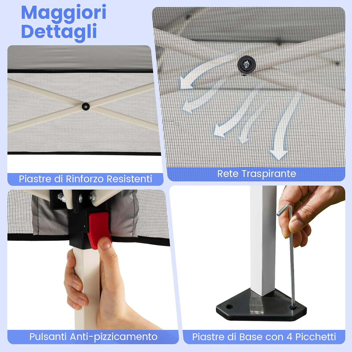 Gazebo Pop-up da Esterno 182 x 182 cm, Gazebo Pieghevole con 1 Parete Laterale, Gambe Inclinabili Regolabili e 4 Picchetti, Tendone Impermeabile per Feste, Campeggio e Picnic (Nero)