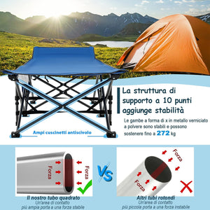 Brandina da Campeggio Pieghevole, Letto Portatile con Poggiatesta Inclinato, Tasca Laterale e Borsa di Trasporto, Branda Campeggio per Backpacking, Ospiti e Pesca, Portata 272 kg