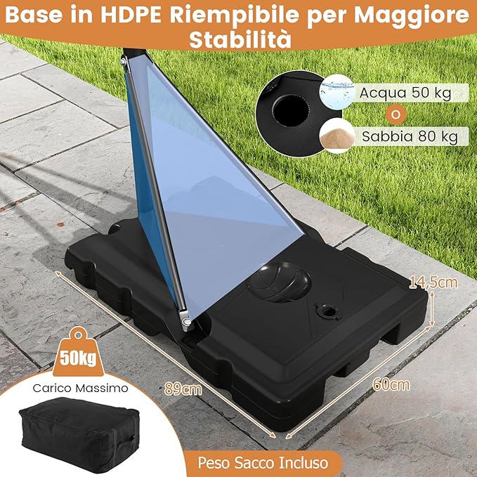 Canestro da Basket Regolabile 125-305 cm in Altezza per Bambini ed Adulti, Canestro con Piantana a Ruote, Canestro con Asta e Base Riempibile per Interno ed Esterno, Nero