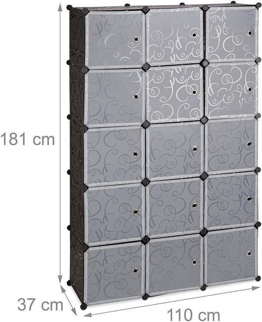 Mensola a cubo, contenitore per armadio, 11 scomparti, 2 aste in plastica nera 13_0001262_3