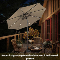 Ombrellone da Giardino con LED Luci ?300 cm, Parasole da Esterno Ombrello da Spiaggia (Marrone)