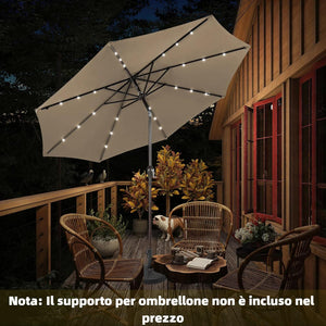 Ombrellone da Giardino con LED Luci ?300 cm, Parasole da Esterno Ombrello da Spiaggia (Marrone)