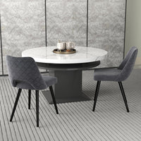 Set 2 Sedie da Pranzo, Sedie Imbottita con Cuscino in Spugna, Gambe in Metallo, Piedini Regolabili 60 x 46 x 84 cm, Capacit¨¤ di Carico 150 kg, per Soggiorno, Ristorante e Caff¨¨, Grigio