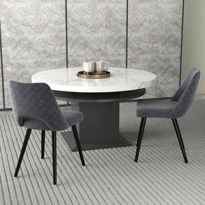 Set 2 Sedie da Pranzo, Sedie Imbottita con Cuscino in Spugna, Gambe in Metallo, Piedini Regolabili 60 x 46 x 84 cm, Capacit¨¤ di Carico 150 kg, per Soggiorno, Ristorante e Caff¨¨, Grigio