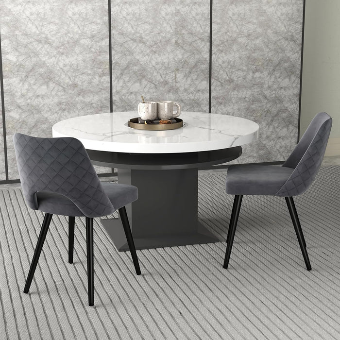 Set 2 Sedie da Pranzo, Sedie Imbottita con Cuscino in Spugna, Gambe in Metallo, Piedini Regolabili 60 x 46 x 84 cm, Capacit¨¤ di Carico 150 kg, per Soggiorno, Ristorante e Caff¨¨, Grigio