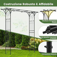 Arco da Giardino 206 x 206 CM, Pergolato per Piante Rampicanti, Pergola Decorativo di Metallo per Cerimonie, Feste, Cortile e Prato (Nero)