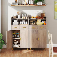 Mobiletto Bagno Salvaspazio 60 x 30 x 113 cm, Credenza Soggiorno con Ante, 2 Cassetti e Ripiano Regolabile, Armadietto da Cucina per Sala da Pranzo e Lavanderia (Grigio)