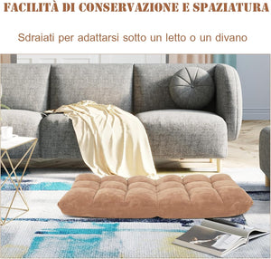 Sedia da Pavimento, Sedia Imbottita Regolabile in 14 Posizioni, Poltrona Salotto per Relax, Yoga, Lettura (Beige)