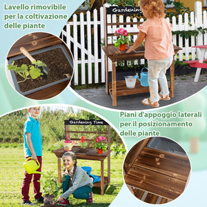 Cucina da Giardino, Cucina Giocattolo per Bambini con Struttura in Legno di Abete Massiccio, Lavandino Rimovibile, per Bambini 3-7 anni