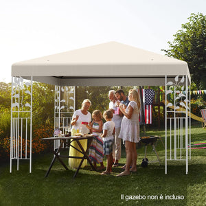 Tettoia di Ricambio per Gazebo da 3 x 3 m, Copertura per Gazebo da Giardino con Gancio e Chiusura a Strappo, Fori di Drenaggio, Facile da Montare (Beige)
