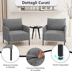 Poltrona Relax, Poltrona Singola in Chenille con Cuscino, Sedia da Soggiorno con Piedini Regolabili, Sedia Moderna per Camera da Letto, Studio, Portata 150 kg