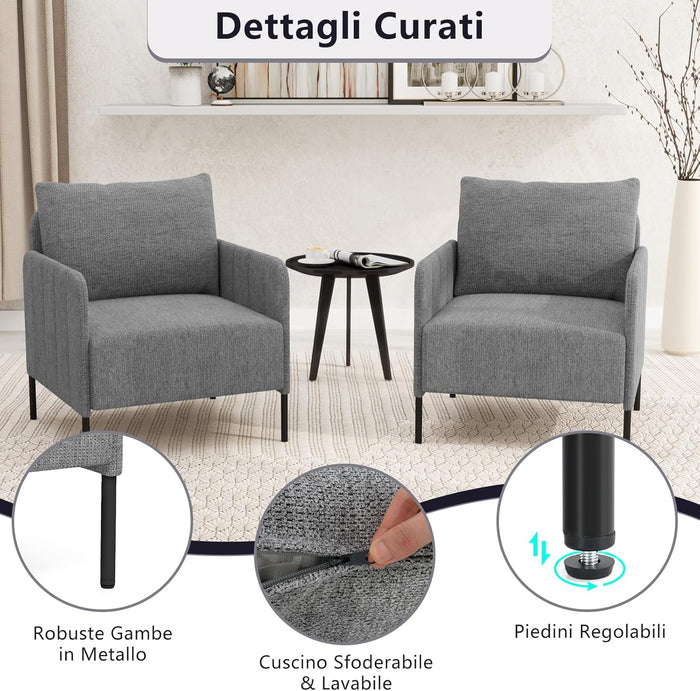 Poltrona Relax, Poltrona Singola in Chenille con Cuscino, Sedia da Soggiorno con Piedini Regolabili, Sedia Moderna per Camera da Letto, Studio, Portata 150 kg