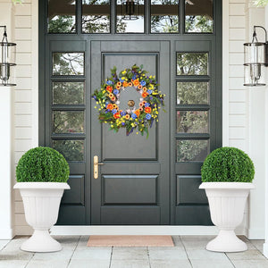 Set di 2 Vasi Alti, Vasi per Fiori in Plastica a Forma di Urna con Base a Piedistallo e Foro di Drenaggio, Contenitori Decorativi per Piante per Interni ed Esterni (Bianco)