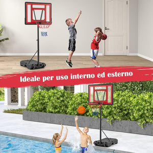 Canestro da Basket per Piscina, Regolabile in Altezza da 115-135 CM per Bambini e Adolescenti, Supporto da Basket Portatile con Ruote per Piscina e Interno