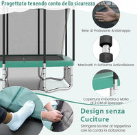 Trampolino da Esterno per Bambini e Adulti 317 x 255 cm, Tappeto Elastico Rettangolare con Canestro da Basket, Porta da Calcio, Scala Antiscivolo, Rete e Telaio in Acciaio, Portata 500 kg