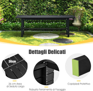 Panchina da Esterno con Sedile HDPE, Panca da Giardino con Telaio in Metallo Verniciato a Polvere, Panchina da Giardino, Parco e Balcone, Portata 300 kg, 120 x 36 x 40,5 cm (Black)