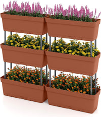 Letto Verticale Rialzato, 6 PZ Fioriere da Giardino per Verdure, Erbe e Fiori, Fioriere Elevate per Interni ed Esterni per Patio, Giardino e Balcone (Rosso)