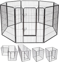 Recinto per Cani da Interno ed Esterno, Recinzione per Animali Domestici con 8 Pannelli di Metallo, Box per Cani, Gatti e Conigli, 80 x 100 cm