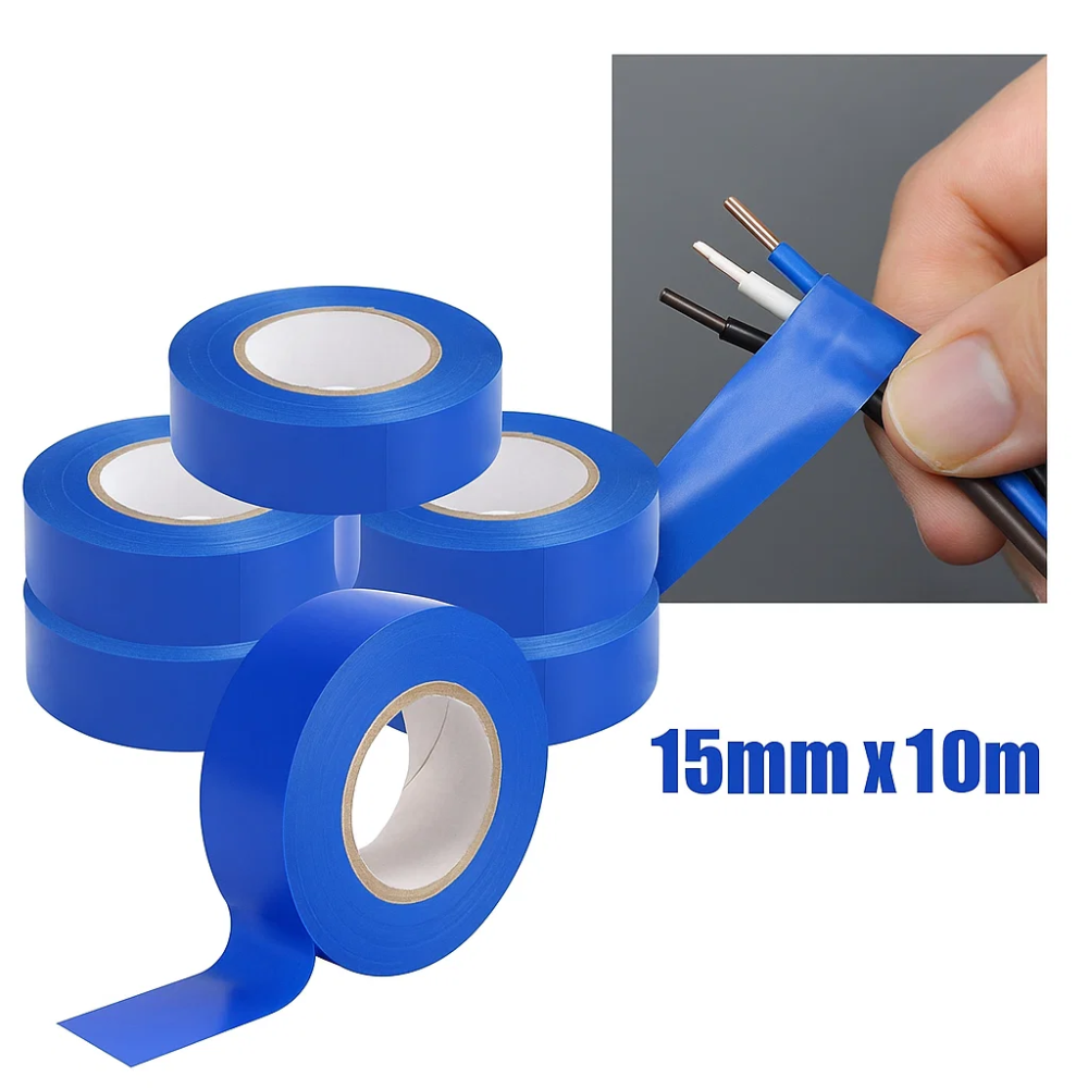 Kit nastro isolante in pvc autoestinguente multicolore per impianti sicuri *** colore blu, dimensioni 15 mm x 10 mt x...