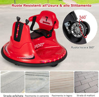 6V Autoscontro Elettrico per Bambini, Veicolo Elettrico con Telecomando, Girevole a 360°, Luci LED Colorate e Cintura di Sicurezza Regolabile, 37-95 Mesi (Rosso)