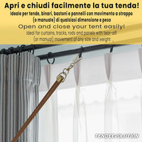 Frusta/Frustino Asta Tiratenda in Legno Ciliegio di 125cm, Diametro 1cm - Ottima per Scorrimento della Tenda - Durevole e Robusto