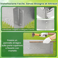 Bordatura da Giardino 6 M, Set di 6 Bordi per Aiuola 110 x 22 cm in Metallo Zincato con Paio di Guanti, Recinzione Flessibile per Prato, Cortile e Giardino